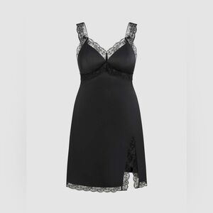 NWT CiDER Black satin/lace midi dress